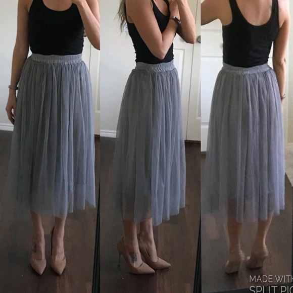 Dresses & Skirts - Handmade dusty slate blue tulle tutu midi skirt